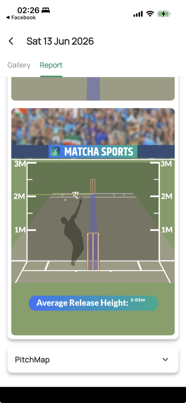Beehives section showing a side-on view of a bowler at release with a marked Average Release Height of 2.02 m against a 1M to 3M scale.